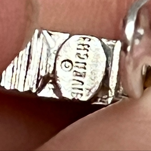 Givenchy Silver Tone Clip On Chain Dangle Earrings with Gemstone Vintage 80s 90s - Picture 5 of 11